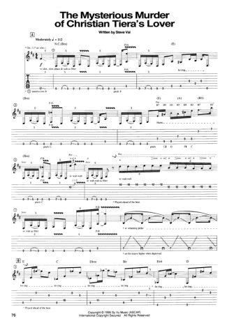 Steve Vai The Mysterious Murder Of Christian Tieras Lover score for Guitar