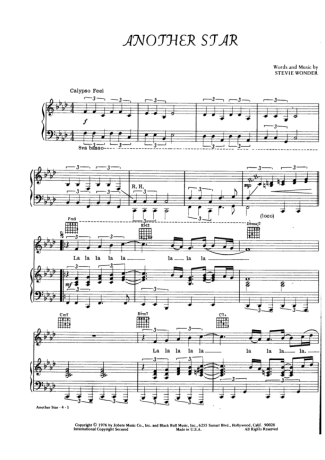 Stevie Wonder Another Star score for Piano