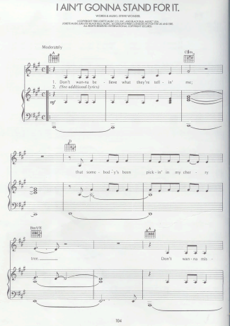 Stevie Wonder I Aint Gonna Stand For It score for Piano