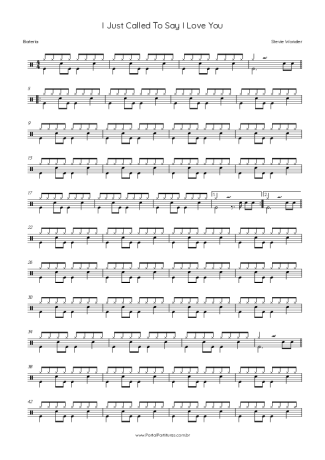 Stevie Wonder I Just Called To Say I Love You score for Drums