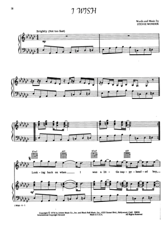 Stevie Wonder I Wish score for Piano