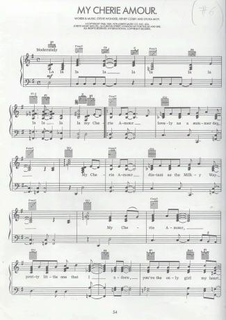 Stevie Wonder My Cherie Amour score for Piano