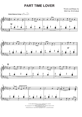 Stevie Wonder Part Time Lover score for Piano