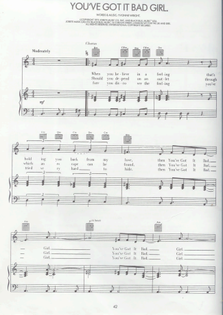 Stevie Wonder Youve Got It Bad Girl score for Piano