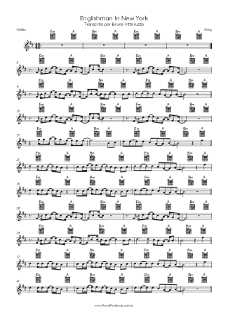 Sting Englishman In New York score for Acoustic Guitar