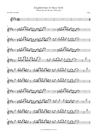 Sting Englishman In New York score for Alto Saxophone