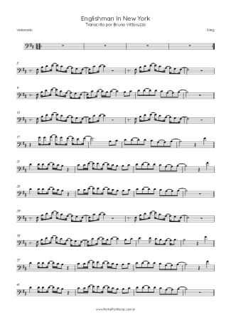 Sting Englishman In New York score for Cello
