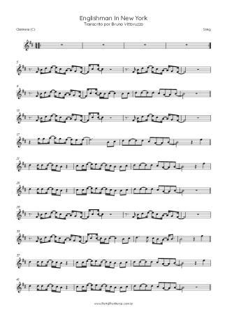 Sting Englishman In New York score for Clarinet (C)