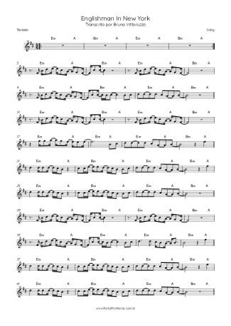 Sting Englishman In New York score for Keyboard