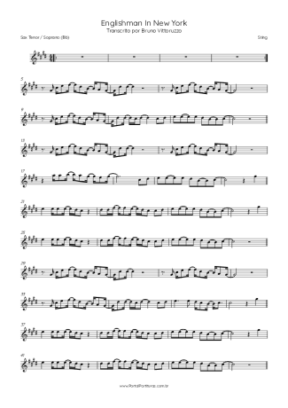 Sting Englishman In New York score for Tenor Saxophone Soprano (Bb)
