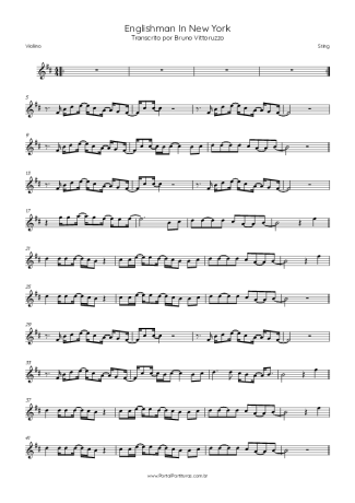 Sting Englishman In New York score for Violin