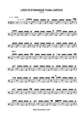 Sting Love Is Stronger Than Justice score for Drums