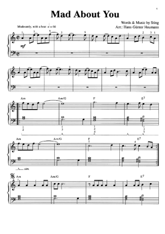 Sting Mad About You score for Piano