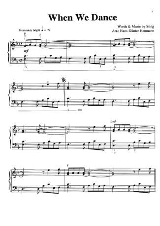 Sting When We Dance score for Piano