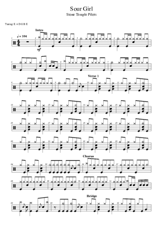 Stone Temple Pilots Sour Girl score for Drums