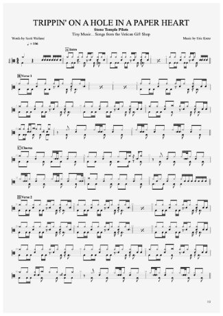 Stone Temple Pilots Trippin´ On A Hole In A Paper Heart score for Drums