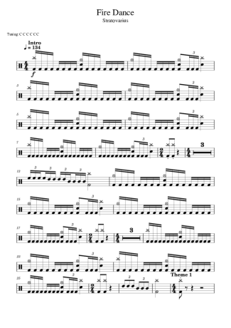 Stratovarius Fire Dance score for Drums
