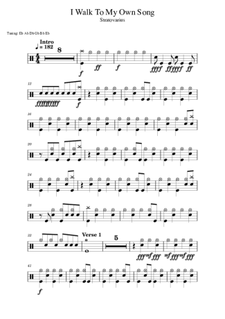 Stratovarius I Walk To My Own Song score for Drums