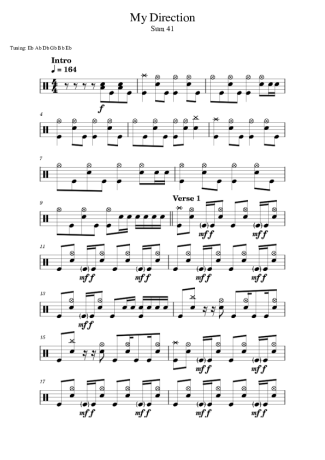 Sum 41 My Direction score for Drums