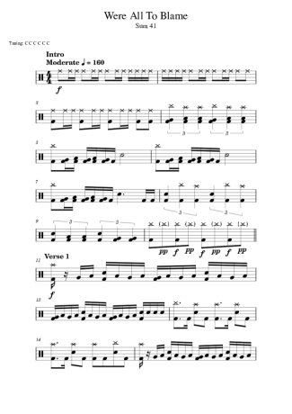 Sum 41 We´re All To Blame score for Drums