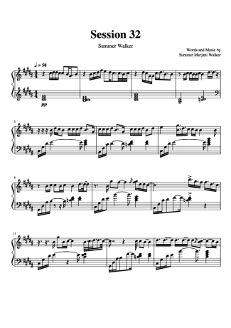 Summer Walker Session 32 score for Piano