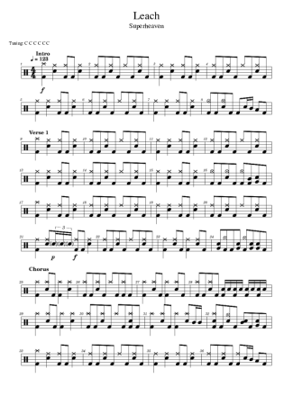 Superheaven Leach score for Drums