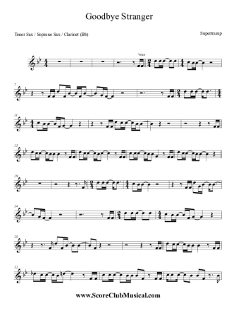 Supertramp  score for Clarinet (Bb)