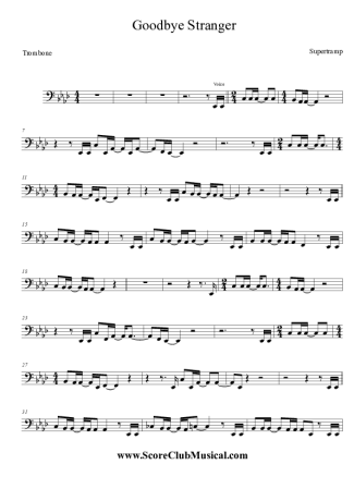 Supertramp Goodbye Stranger score for Trombone