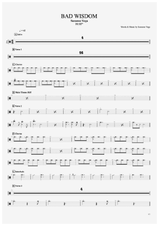 Suzanne Vega Bad Wisdom score for Drums