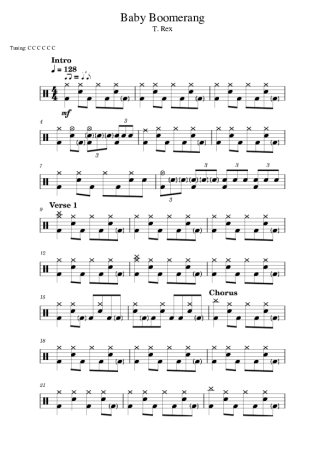 T. Rex Baby Boomerang score for Drums