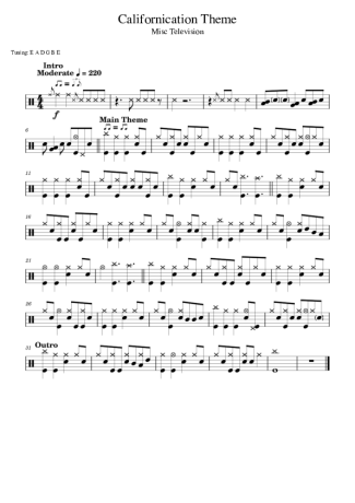 TV Series Soundtrack Californication Theme score for Drums