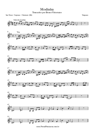 Taiguara Modinha score for Tenor Saxophone Soprano (Bb)