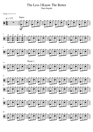 Tame Impala The Less I Know The Better score for Drums