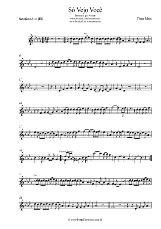 Tânia Mara Só Vejo Você score for Alto Saxophone