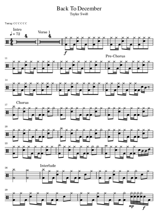Taylor Swift Back To December score for Drums