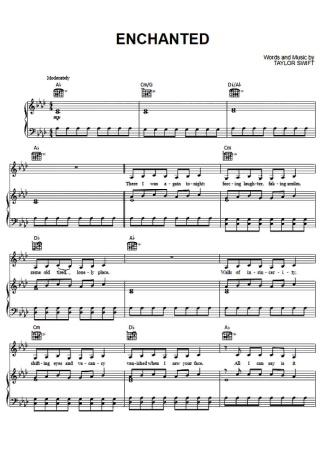 Taylor Swift Enchanted score for Piano