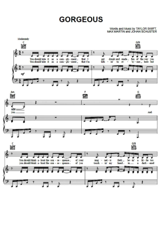 Taylor Swift Gorgeous score for Piano