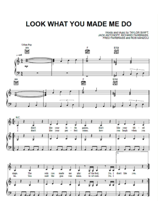 Taylor Swift Look What You Made Me Do score for Piano