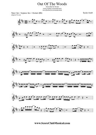Taylor Swift Out Of The Woods score for Tenor Saxophone Soprano (Bb)