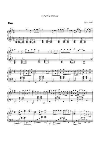 Taylor Swift Speak Now score for Piano