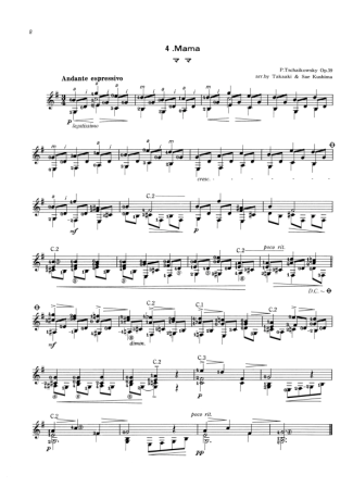 Tchaikovsky Mama score for Acoustic Guitar