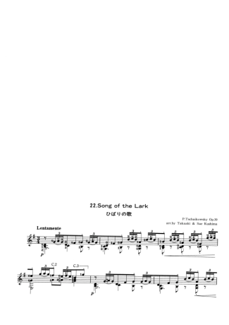Tchaikovsky Song Of The Lark score for Acoustic Guitar
