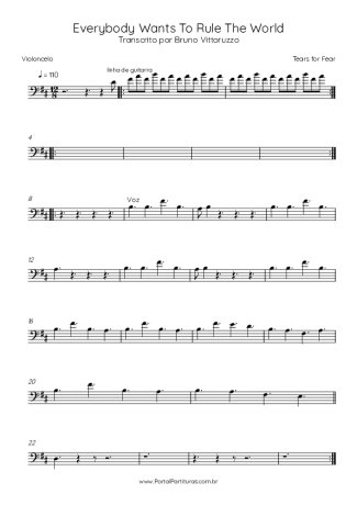 Tears For Fears Everybody Wants To Rule The World score for Cello