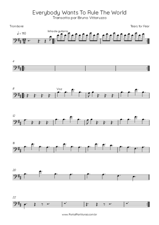 Tears For Fears Everybody Wants To Rule The World score for Trombone