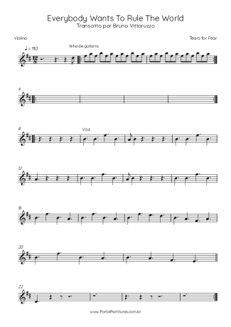Tears For Fears Everybody Wants To Rule The World score for Violin