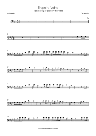 Teixeirinha Tropeiro Velho score for Cello