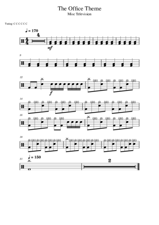 Television Soundtracks The Office Theme score for Drums