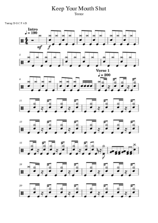 Terror Keep Your Mouth Shut score for Drums