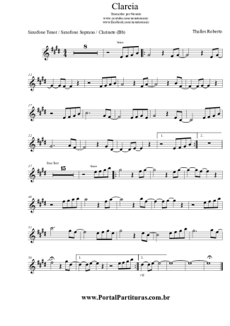 Thalles Roberto Clareia score for Tenor Saxophone Soprano (Bb)