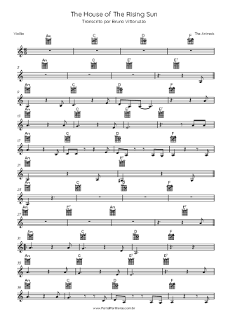 The Animals The House Of The Rising Sun score for Acoustic Guitar